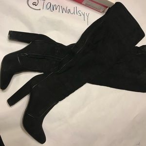 ON HOLD Thigh High Black High Heeled Boots Sz 8